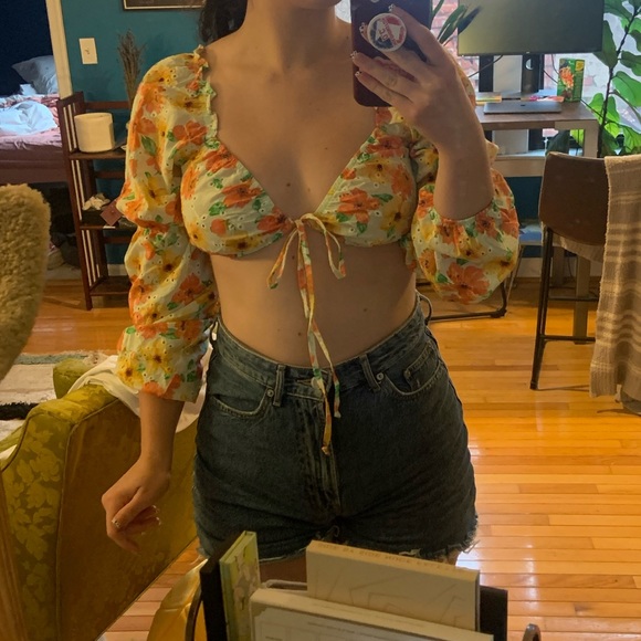 Cottage Core Wild Fable Floral crop top - Picture 1 of 5